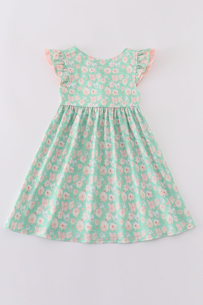 Green floral print mom&me dress