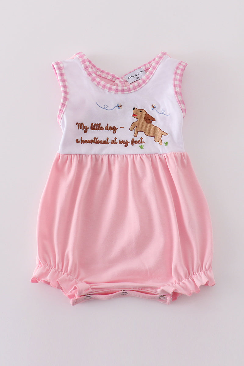 Pink puppy embroidery girl bubble