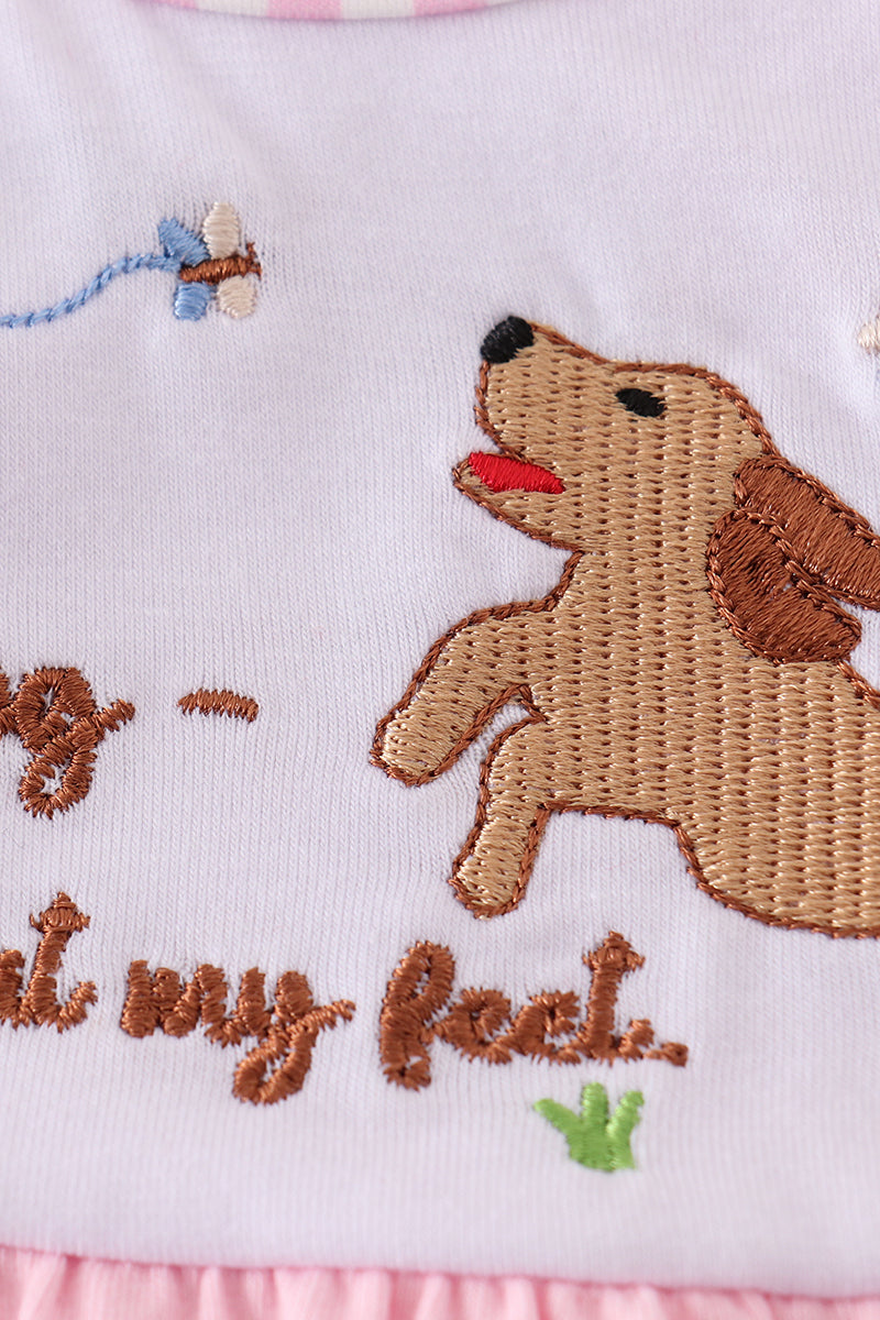 Pink puppy embroidery girl bubble