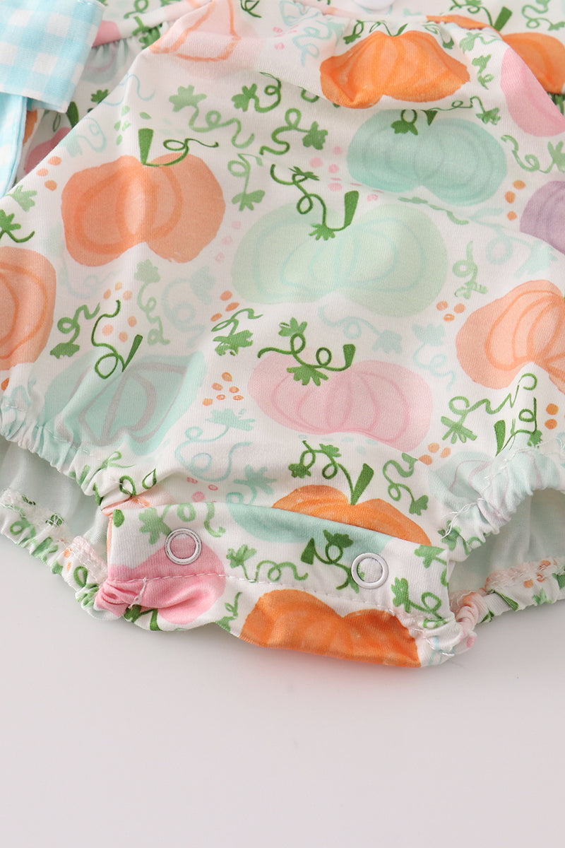 Pumpkin print ruffle girl bubble