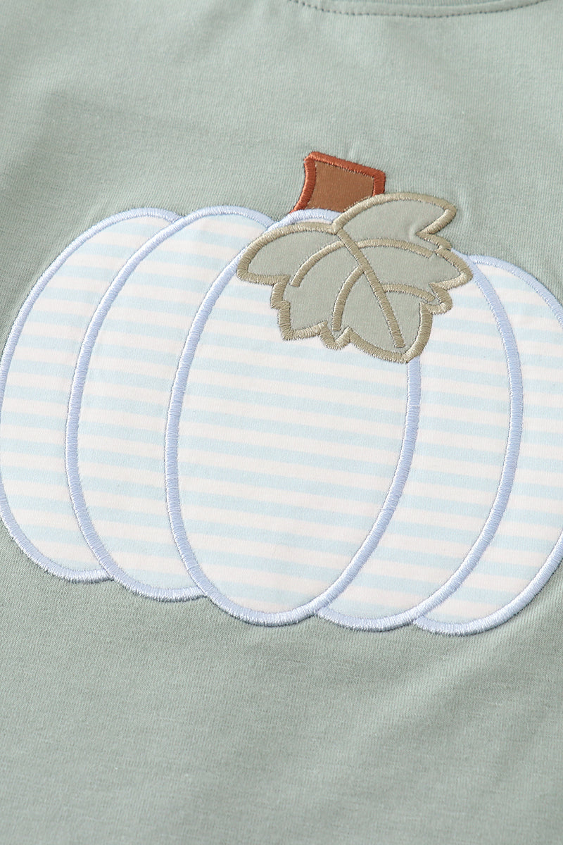 Sage pumpkin applique boy set