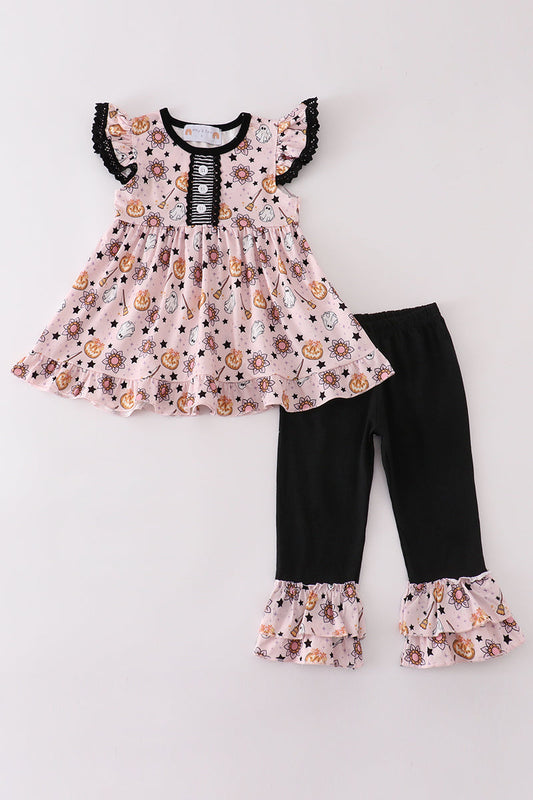 Pink halloween girl pants set