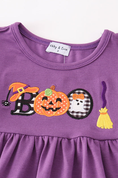 Halloween pumpkin ghost applique girl set