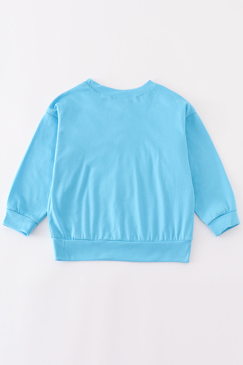 Blue halloween LIL BOO chenille patch boy top