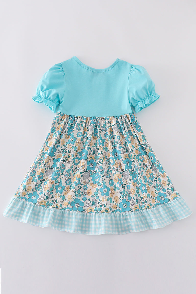 Blue aqua meadow girl dress