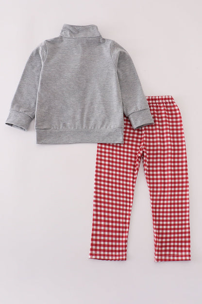 Alabama embroidery gingham pullover & pants set