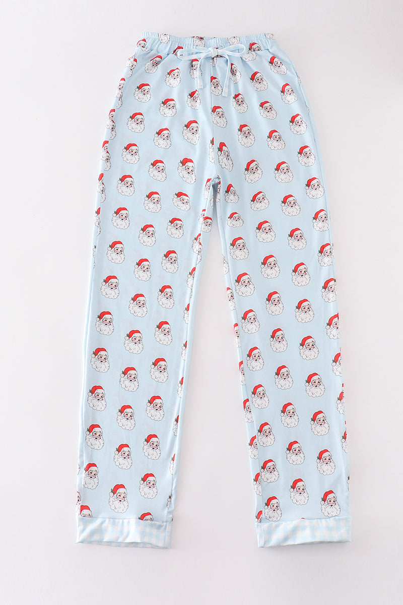Blue santa print dad pajama pants