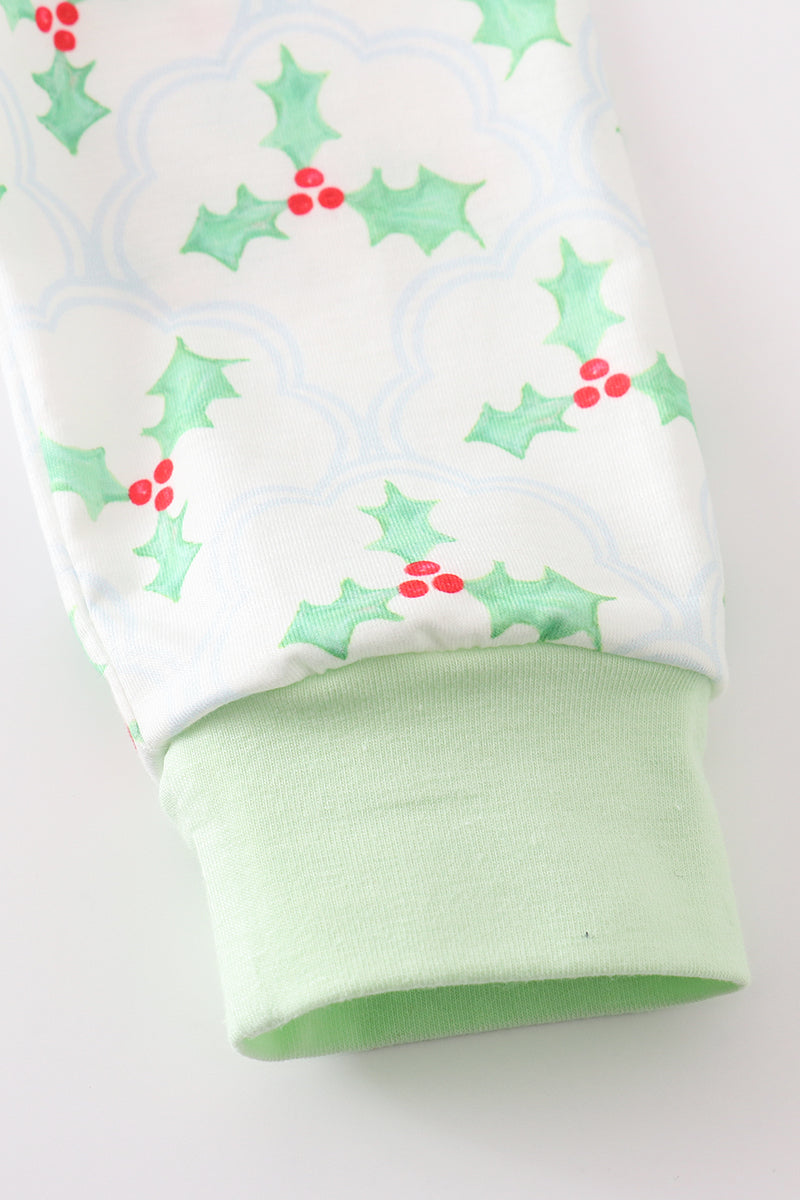 Green christmas holly boy jogger set