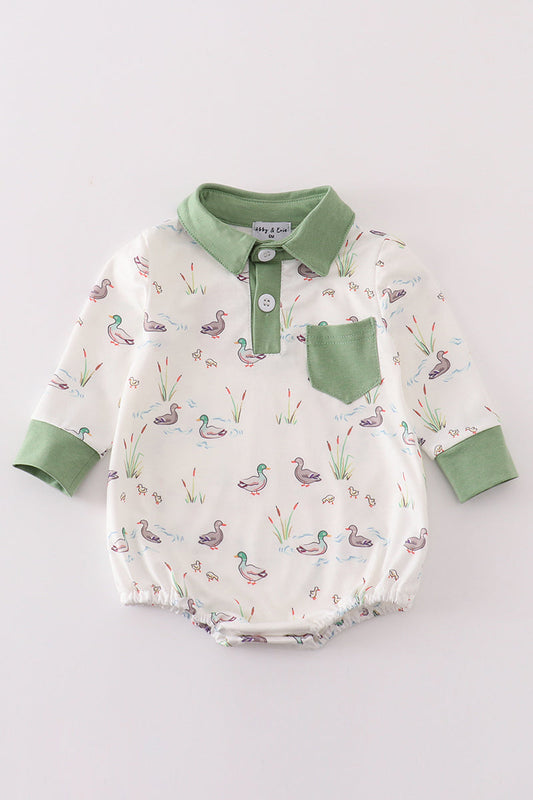 Sage duck print boy bubble