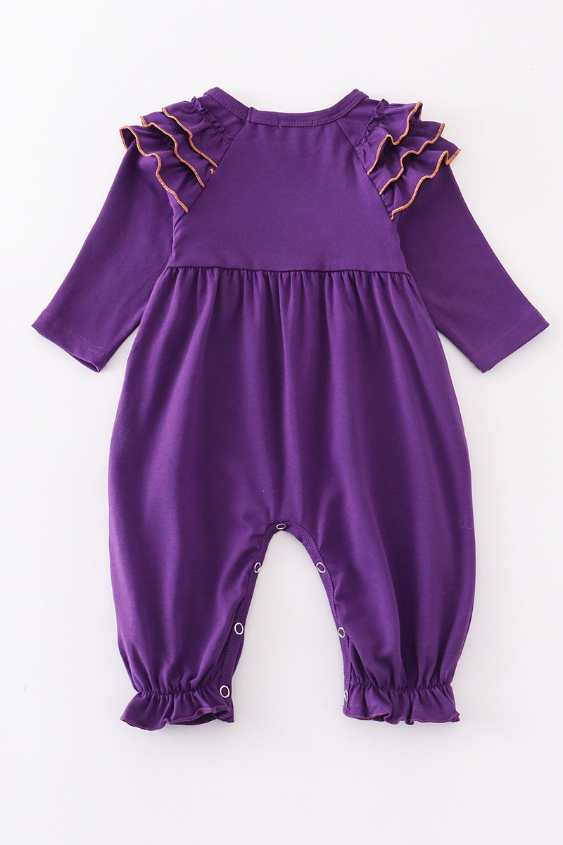 Purple geaux embroidery girl romper