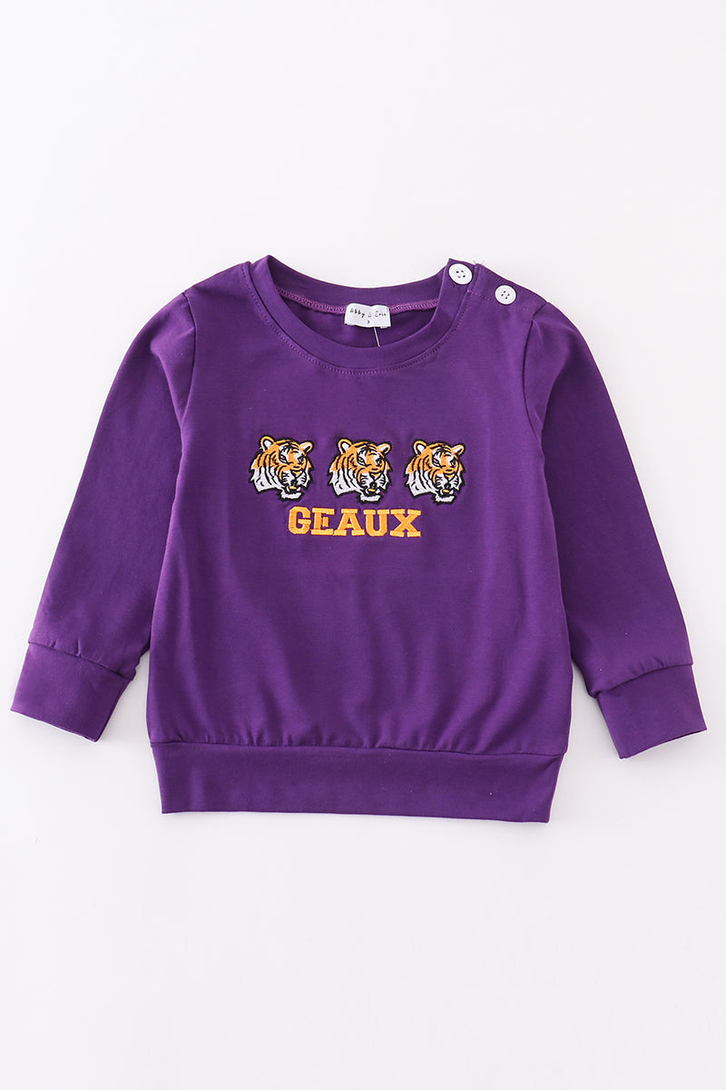 Purple geaux embroidery boy top