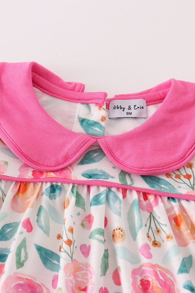 Pink floral girl bloomer set