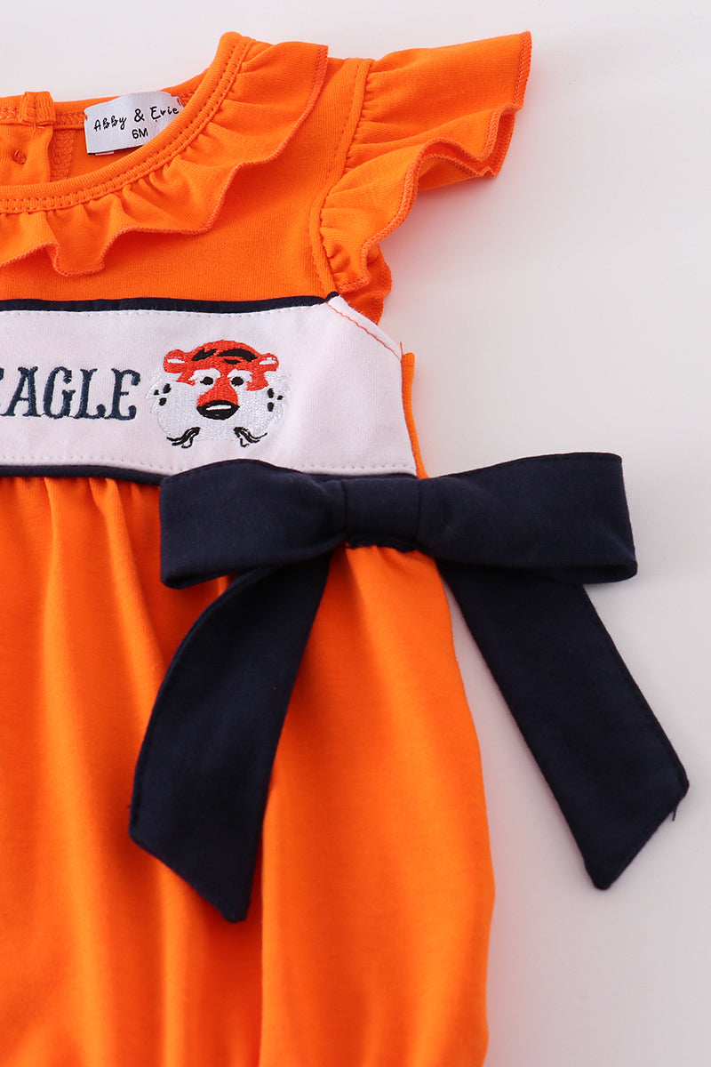 Navy orange war eagle embroidery girl bubble