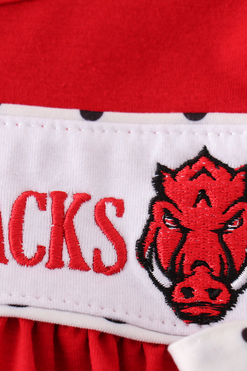 Red razorbacks embroidery girl bloomer set