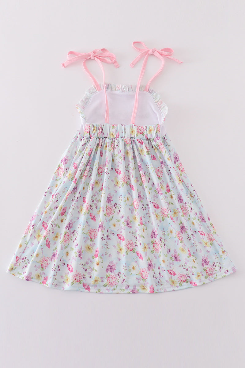 Butterfly floral embroidery girl dress