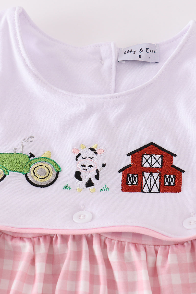 Pink farm embroidery girl set