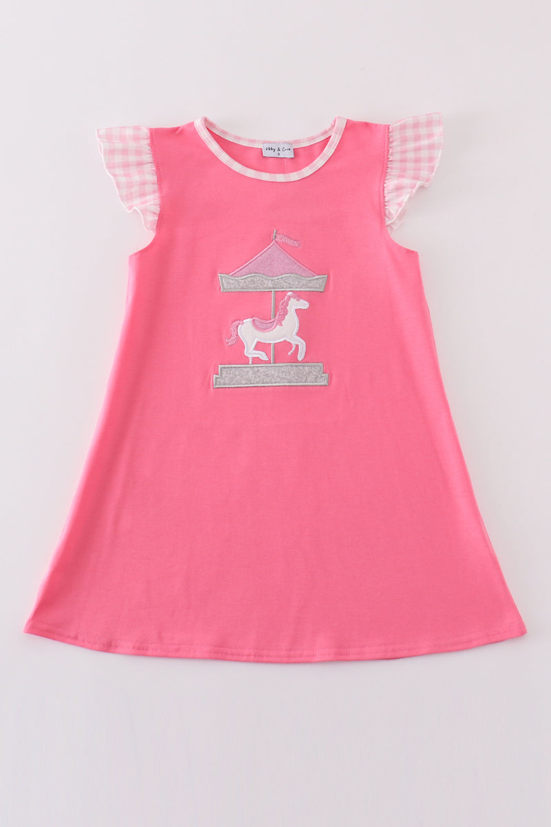 Pink carousel applique girl dress