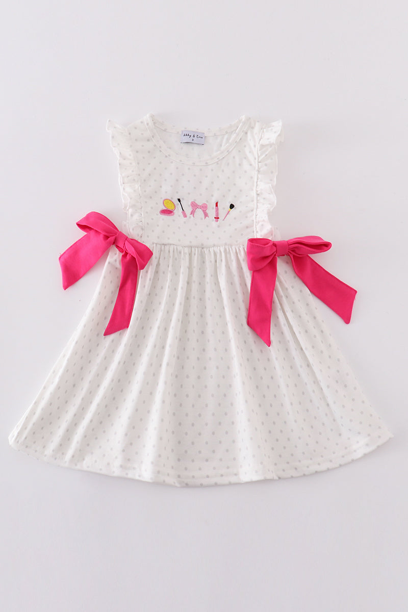 Pink make up embroidery girl dress