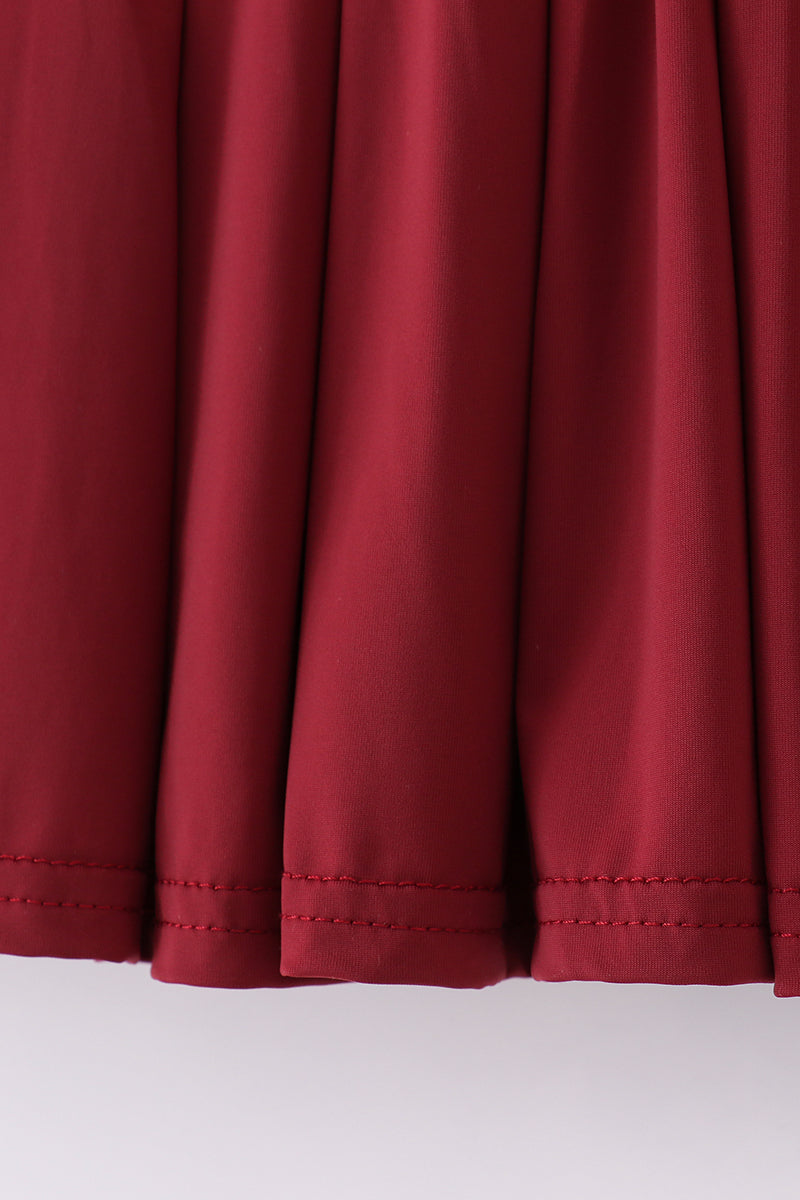 Maroon Pleats active skorts