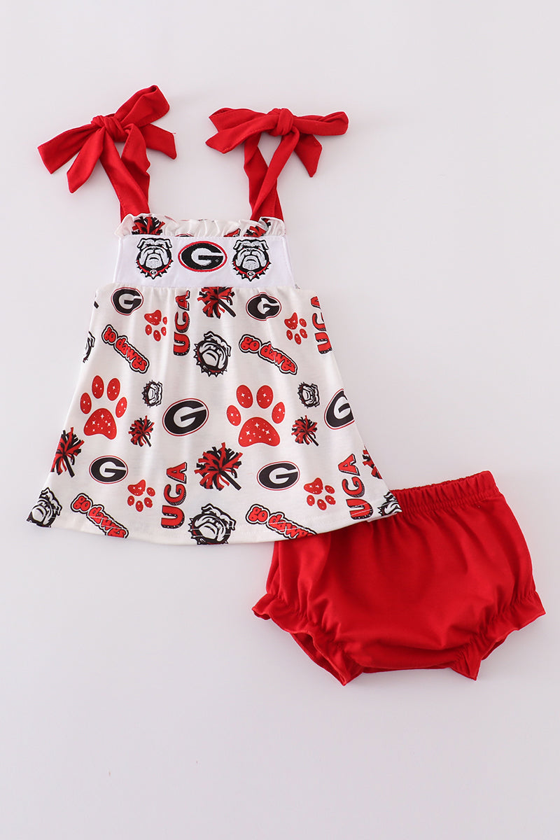 Red georgia embroidery bloomer set