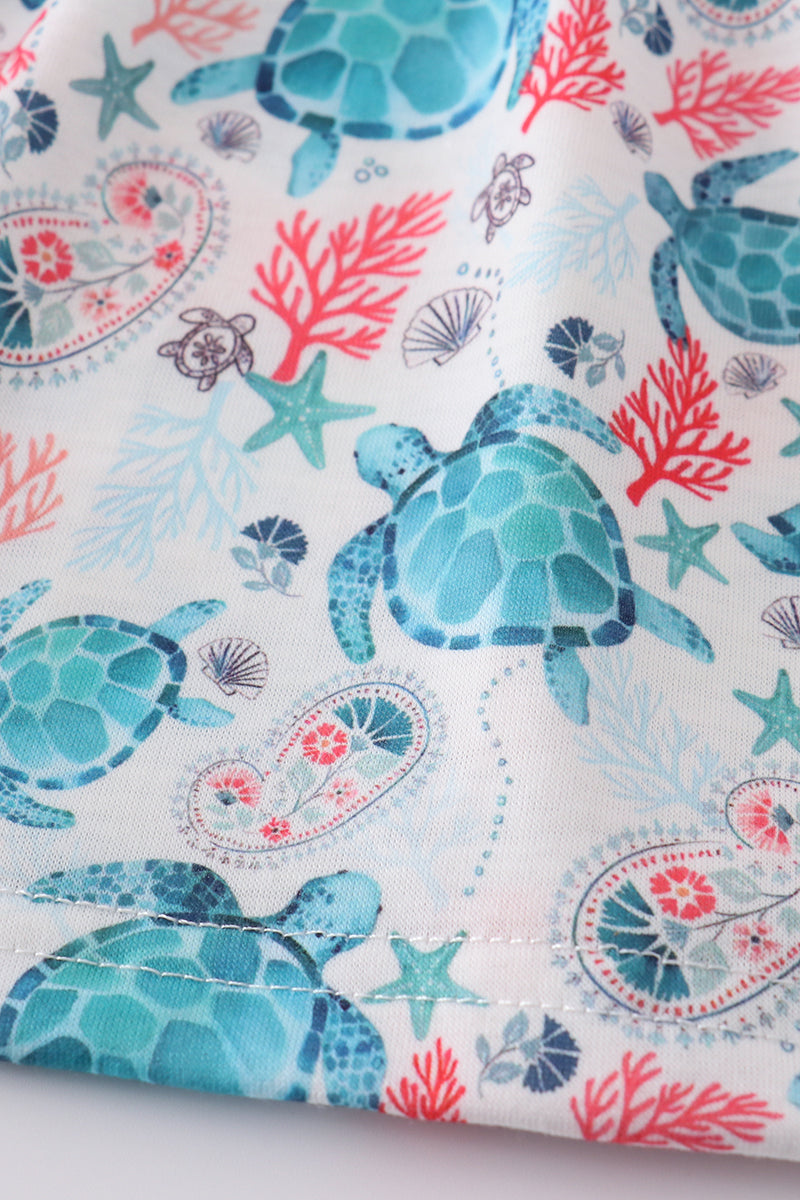 Green turtle print set