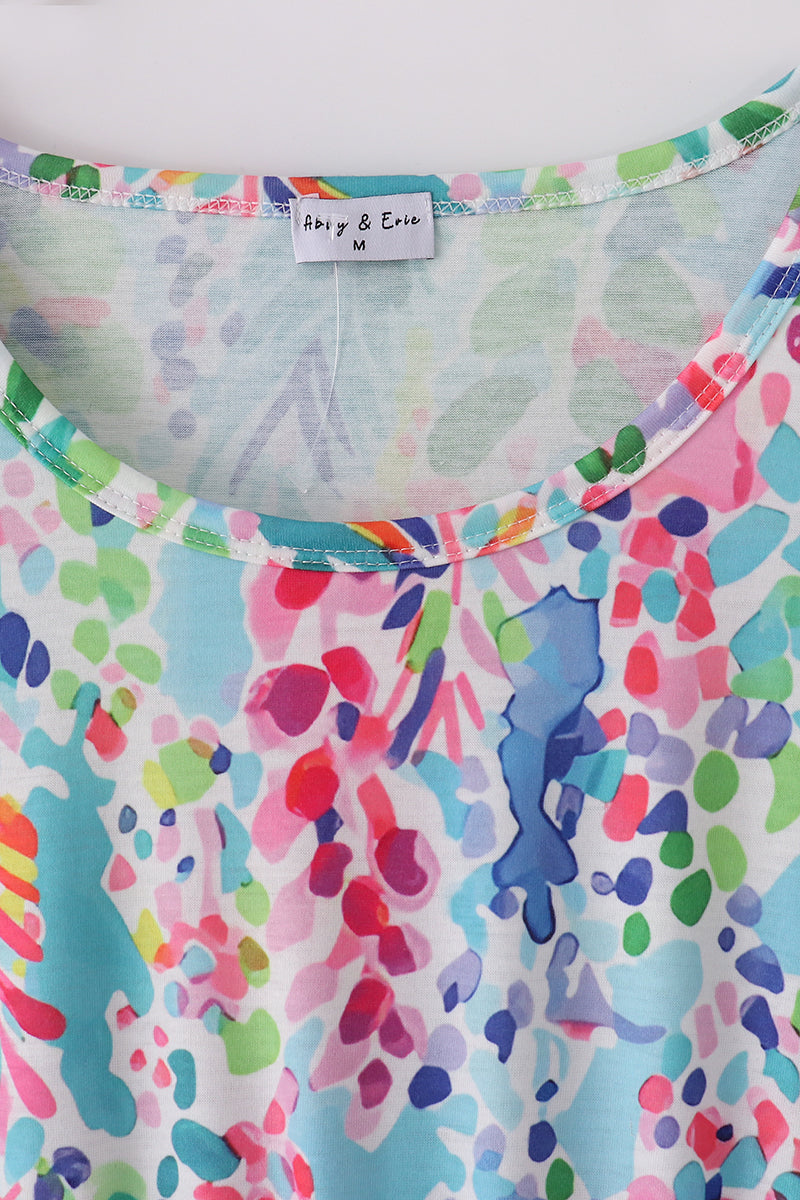 Rainbow garden print mom&me dress