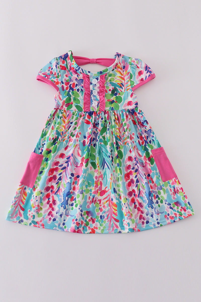 Rainbow garden print mom&me dress