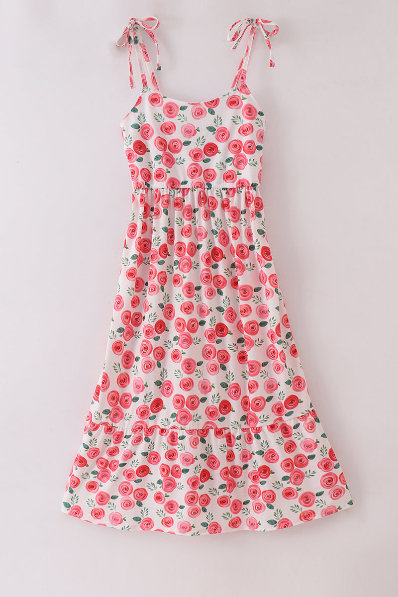 Pink floral print mom dress