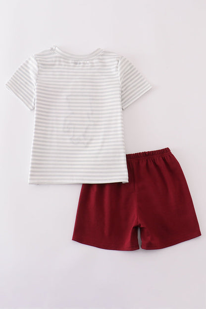 Maroon Mississippi applique stripe set