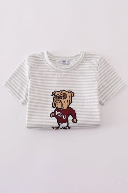 Maroon Mississippi applique stripe set