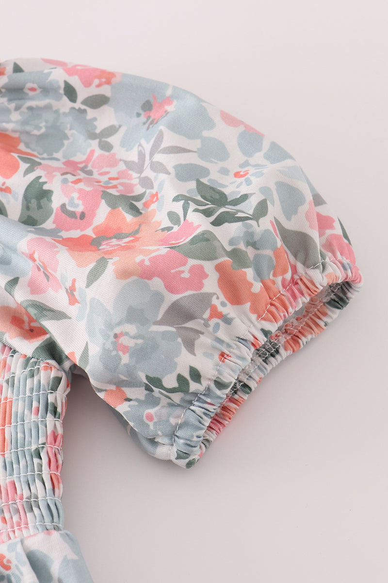 Green garden bloom smocked mom&me dress