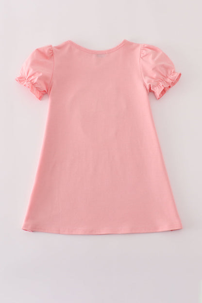 Pink floral character applique dress