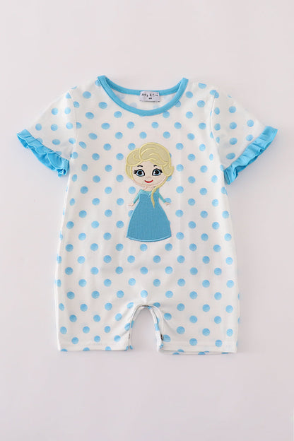 Blue character applique romper