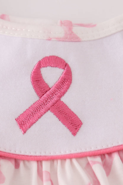 Pink bow tie embroidery ruffle dress