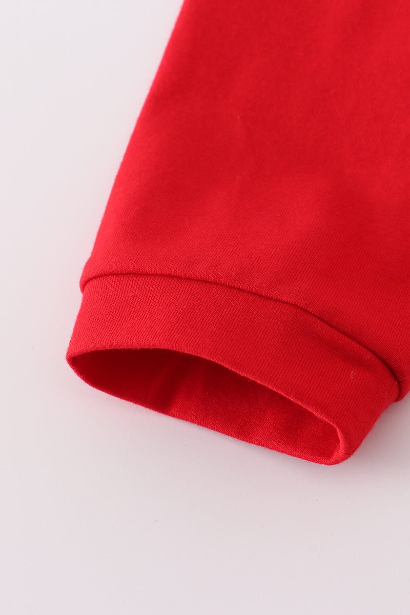 Red santa claus smocked stripe pants set