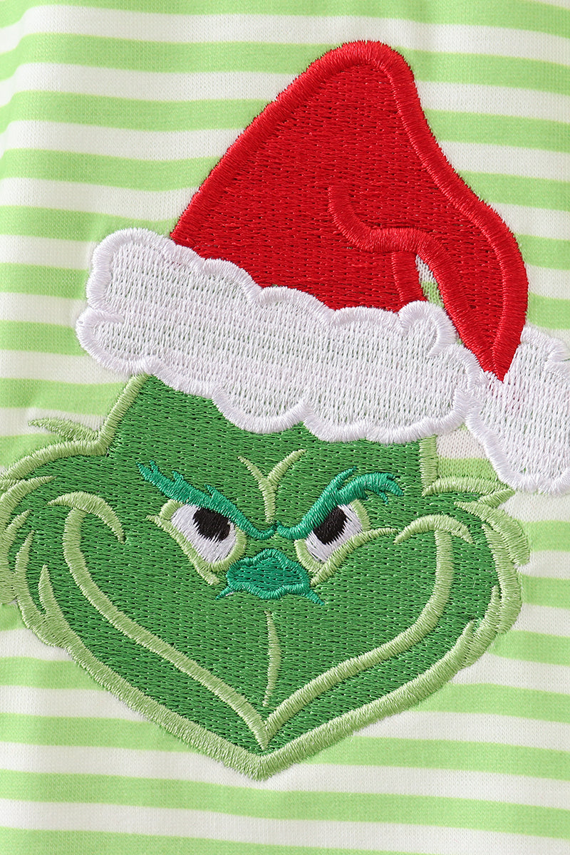 Green christmas grinch embroidery girl set