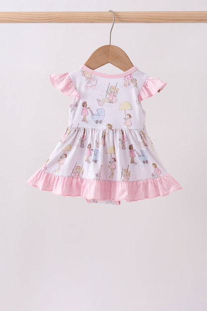 Pink all day adventure bamboo ruffle bubble