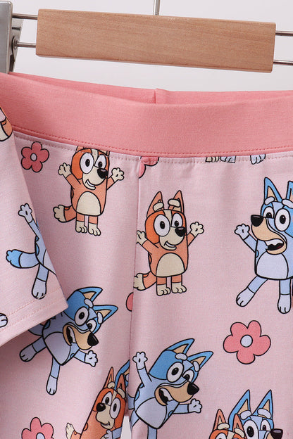 Pink character bamboo 2pc pajama set