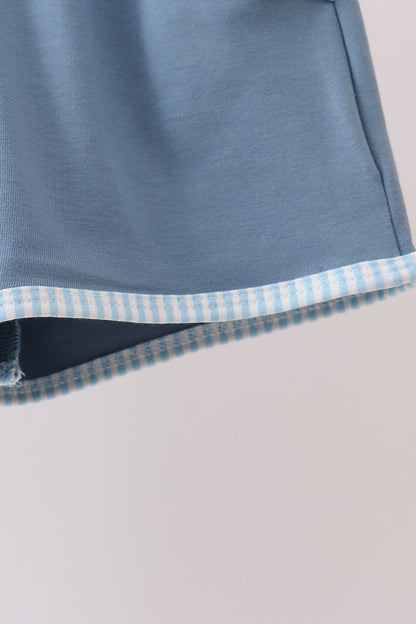 Blue Police Car Stripe Embroidered Set