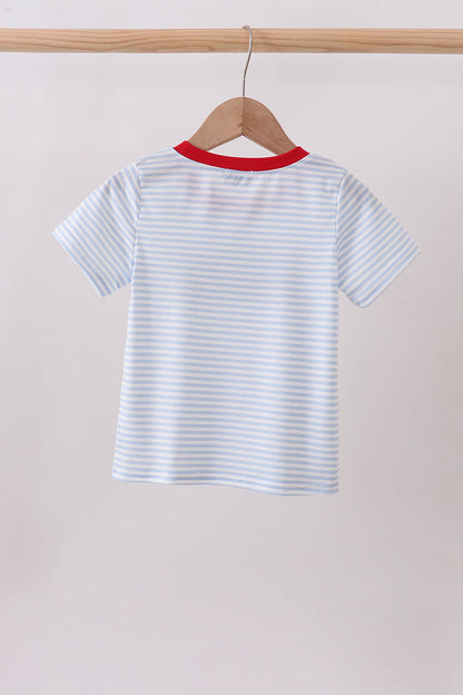 Blue Apple Bus Embroidered Top