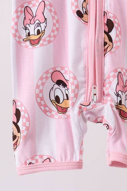Pink character bamboo romper