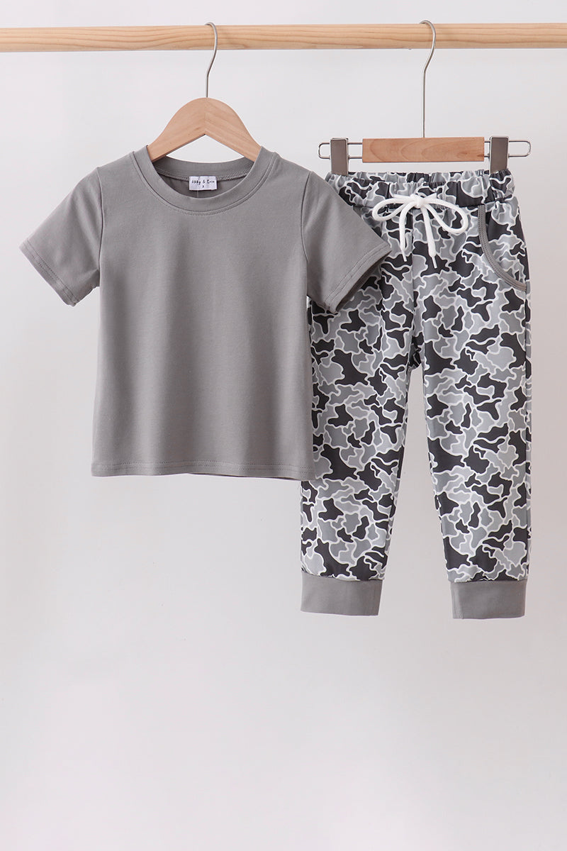 Grey Camouflage Jogger Set
