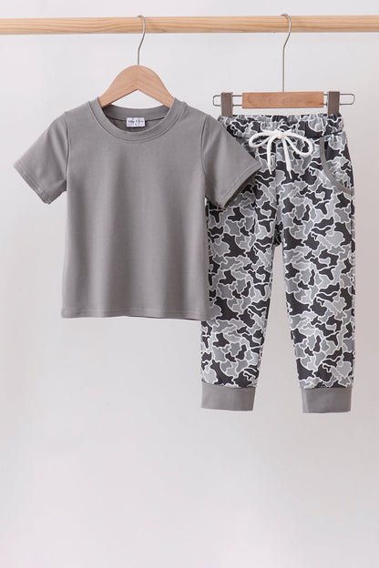 Grey Camouflage Jogger Set