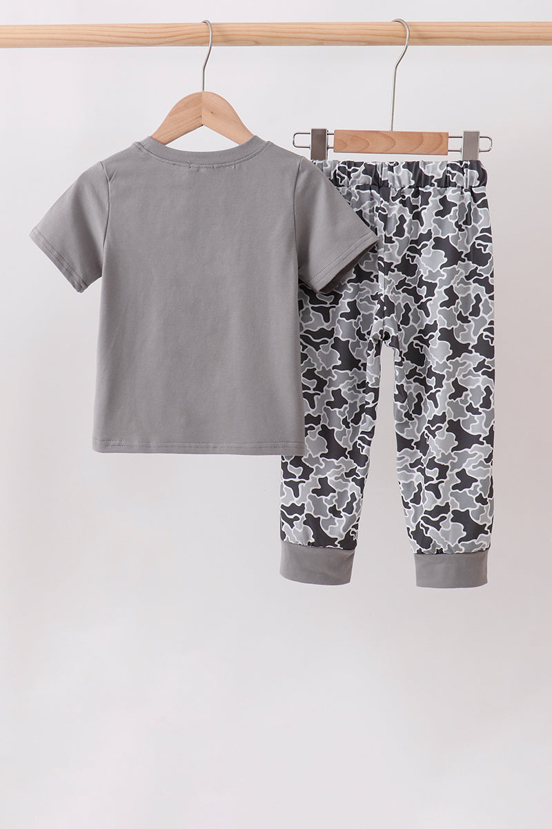 Grey Camouflage Jogger Set