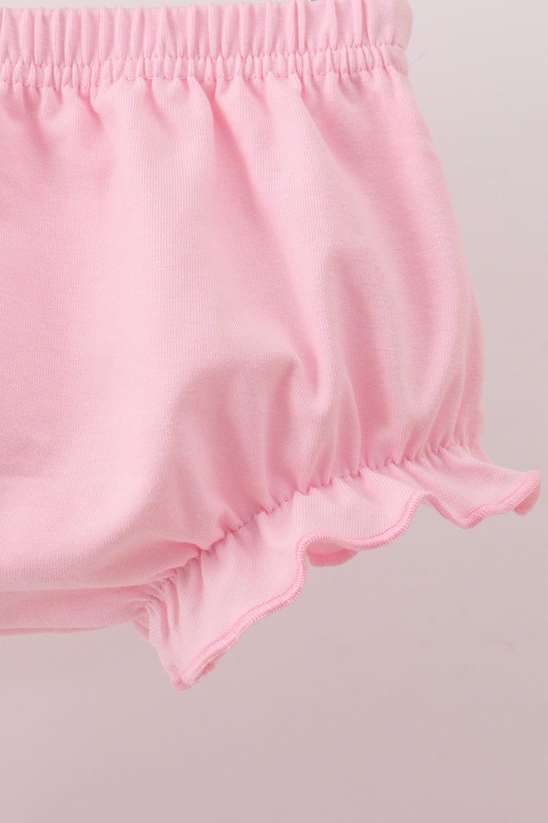 Pink Pumpkin Embroidery Ruffle Bloomer Set