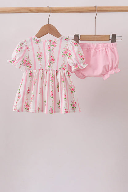 Pink Pumpkin Embroidery Ruffle Bloomer Set