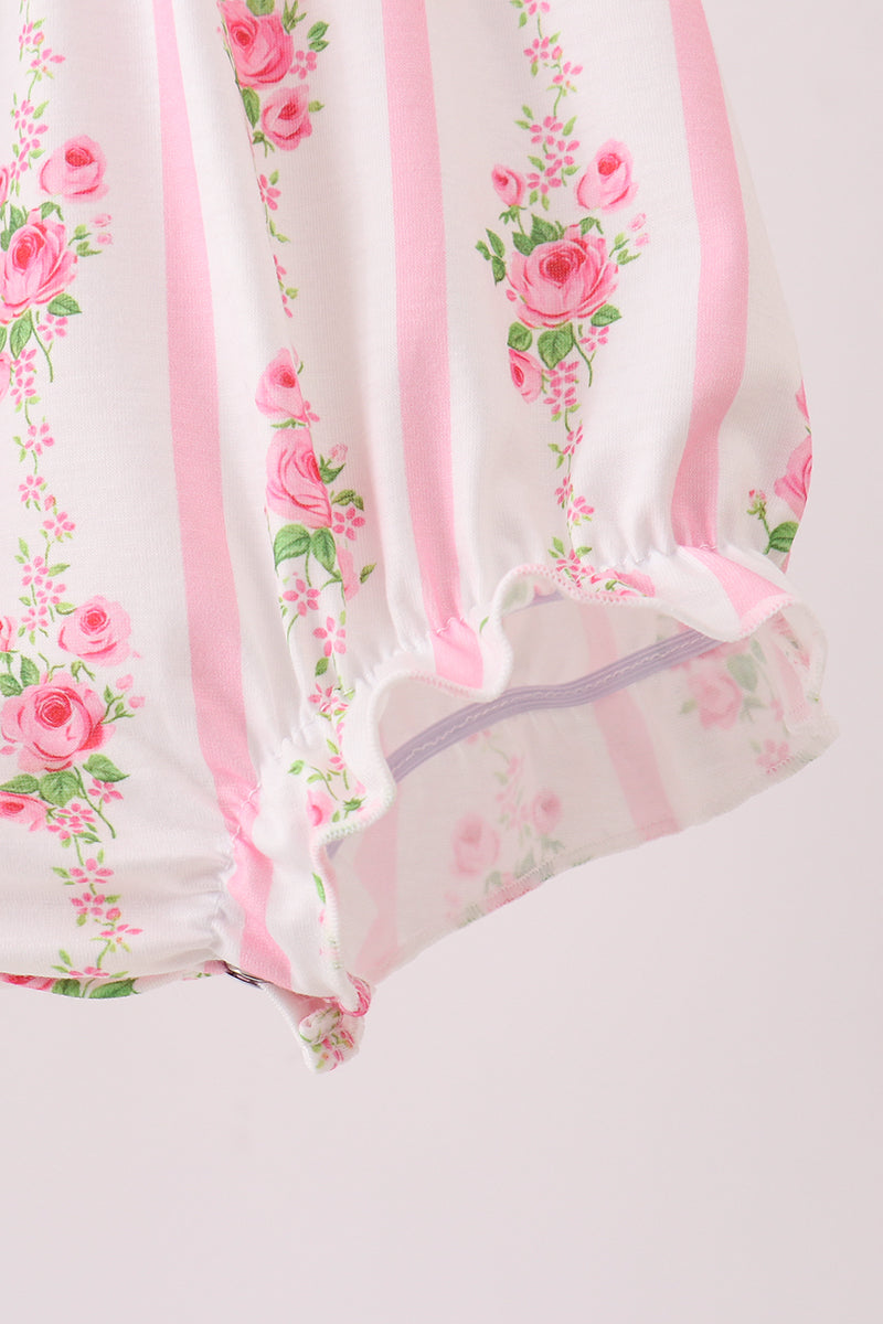 Pink Pumpkin Embroidery Floral Ruffle Bubble