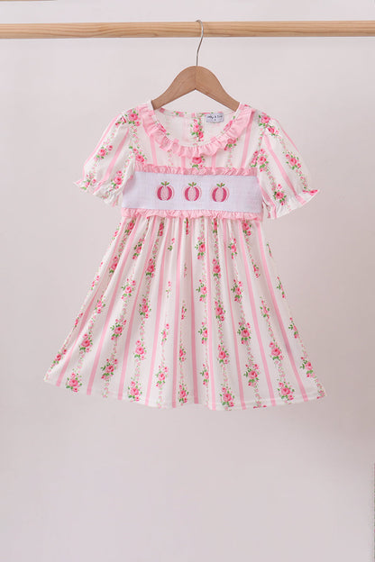 Pink Pumpkin Embroidery Ruffle Dress