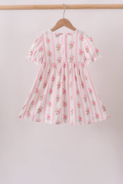 Pink Pumpkin Embroidery Ruffle Dress