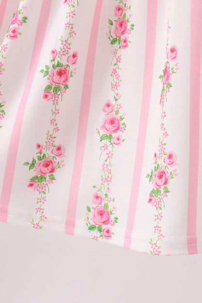 Pink Pumpkin Embroidery Ruffle Dress